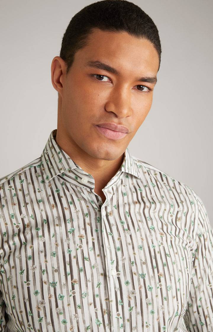 Joop Hemd Pai in Offwhite/Hellgrün/Braun gemustert Online Shopping