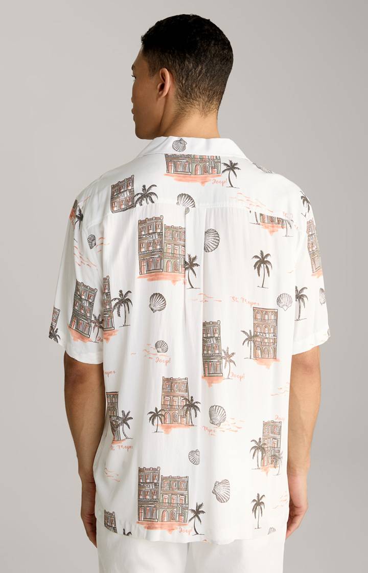 Joop Viskose-Hemd Kawai in Offwhite/Braun/Rot gemustert zollfrei