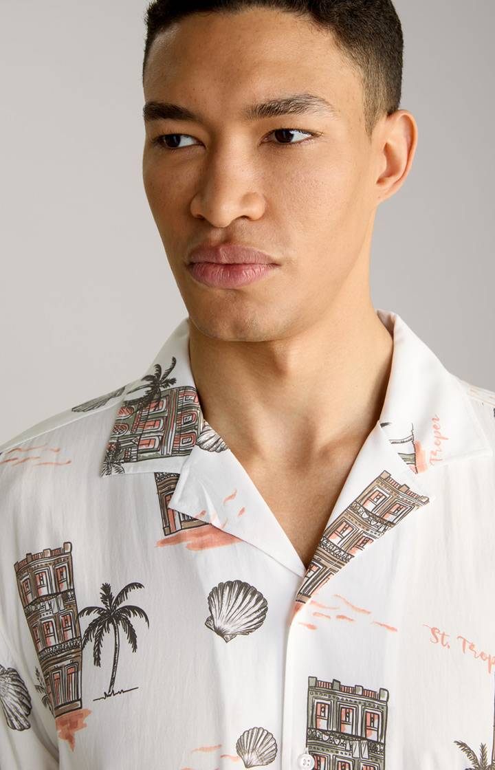 Joop Viskose-Hemd Kawai in Offwhite/Braun/Rot gemustert zollfrei