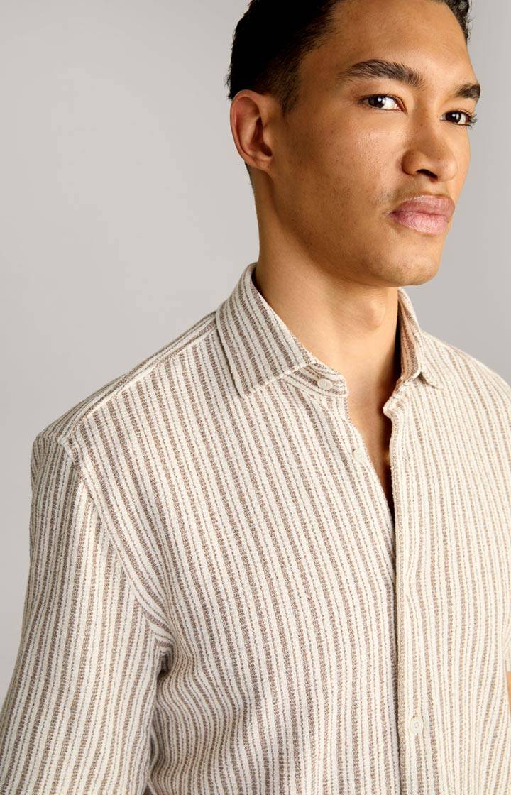 Joop Strick-Hemd Kawi in Beige gestreift Räumungsverkauf