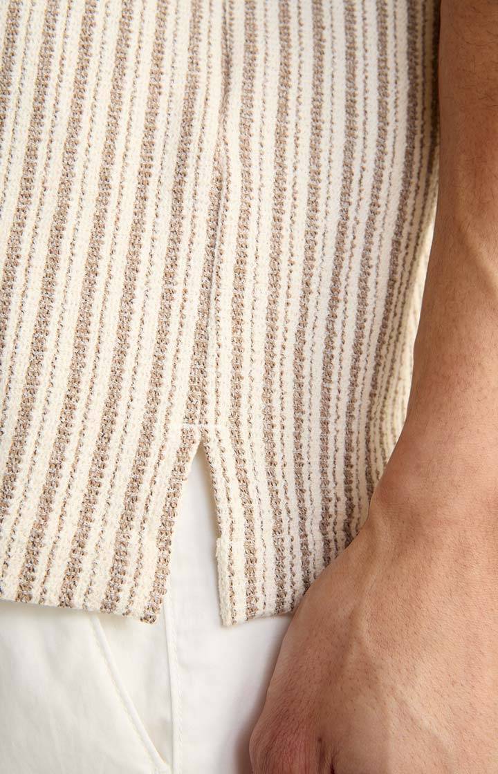 Joop Strick-Hemd Kawi in Beige gestreift Räumungsverkauf