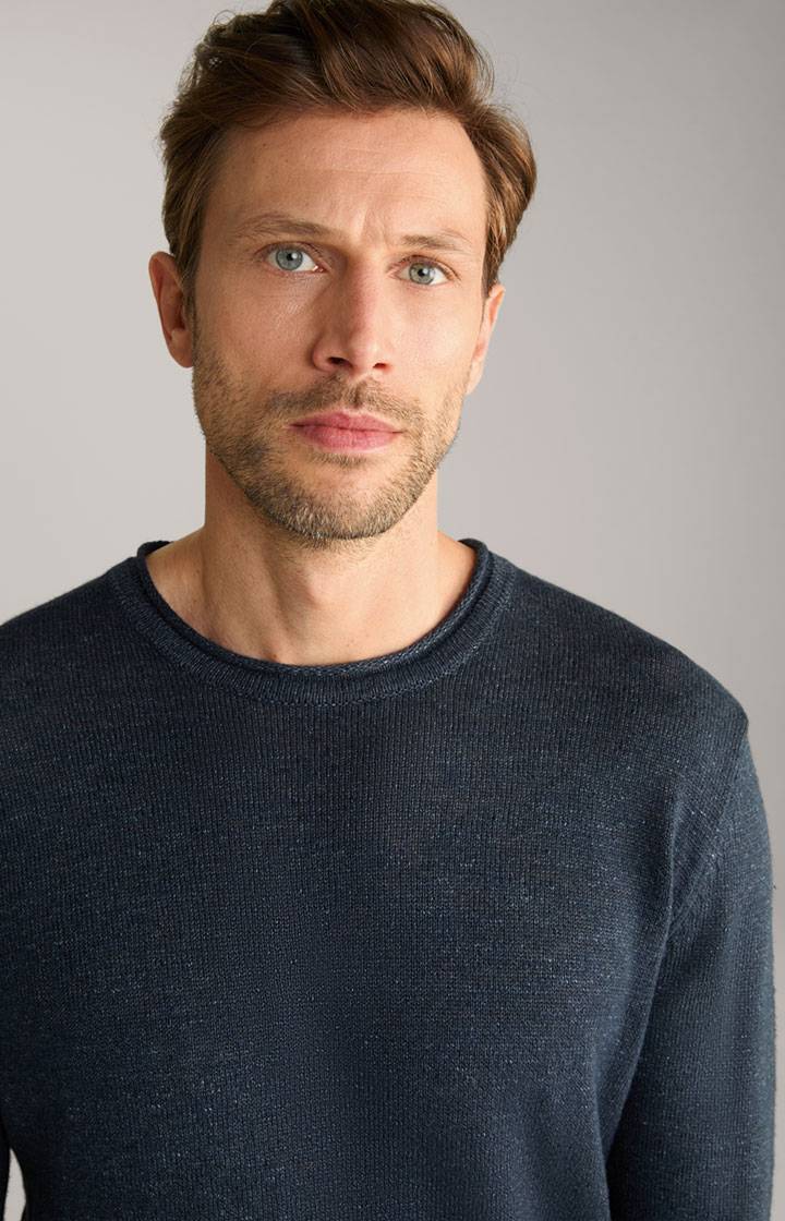 Joop Leinenmix-Pullover Mendor in Navy Fabrikverkauf