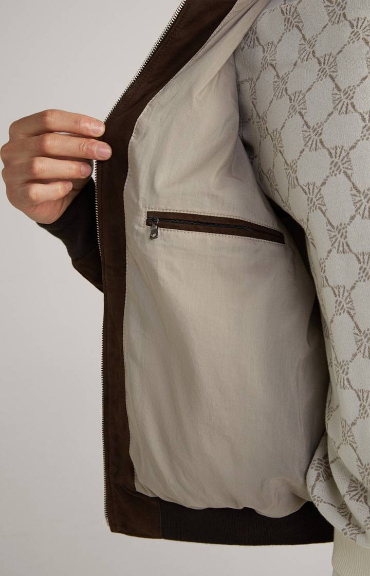 Joop Ziegenvelours-Lederjacke Laup in Dunkelbraun Sonderangebot der Fabrik