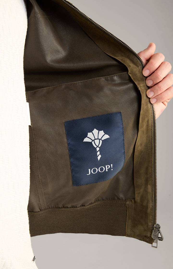 Joop Ziegenvelours-Lederjacke Pios in Oliv Vierteljährliche Förderung