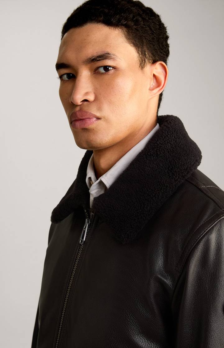 Joop Lederjacke Mesh in Dunkelbraun Begrenztes Angebot