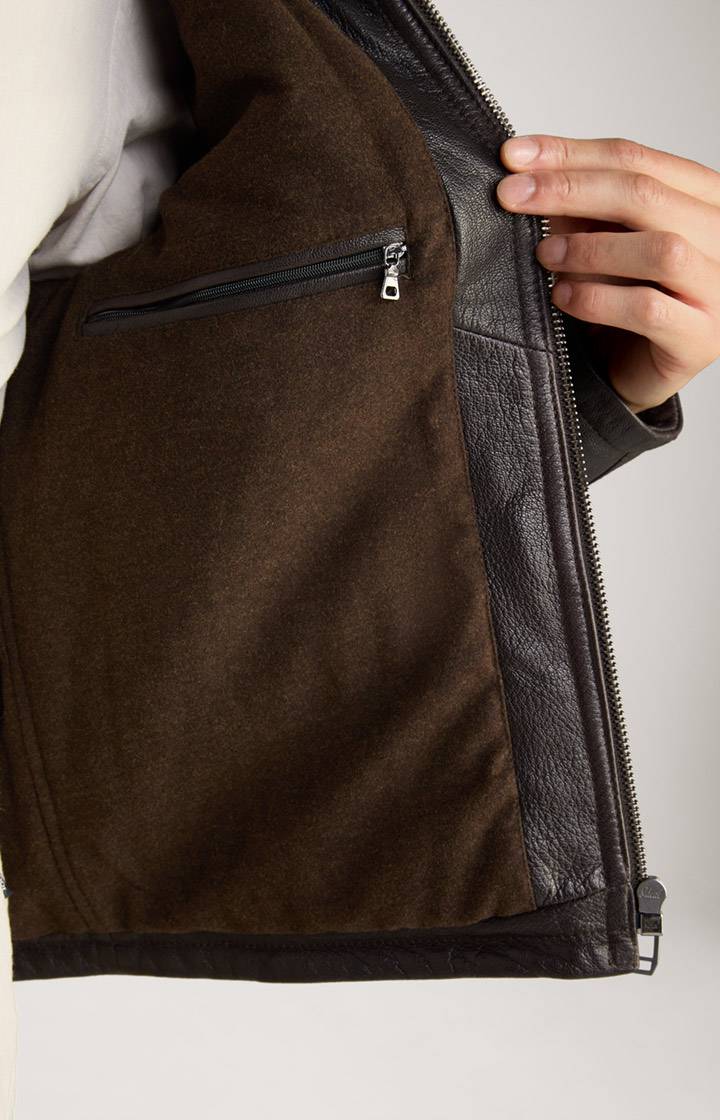 Joop Lederjacke Mesh in Dunkelbraun Begrenztes Angebot