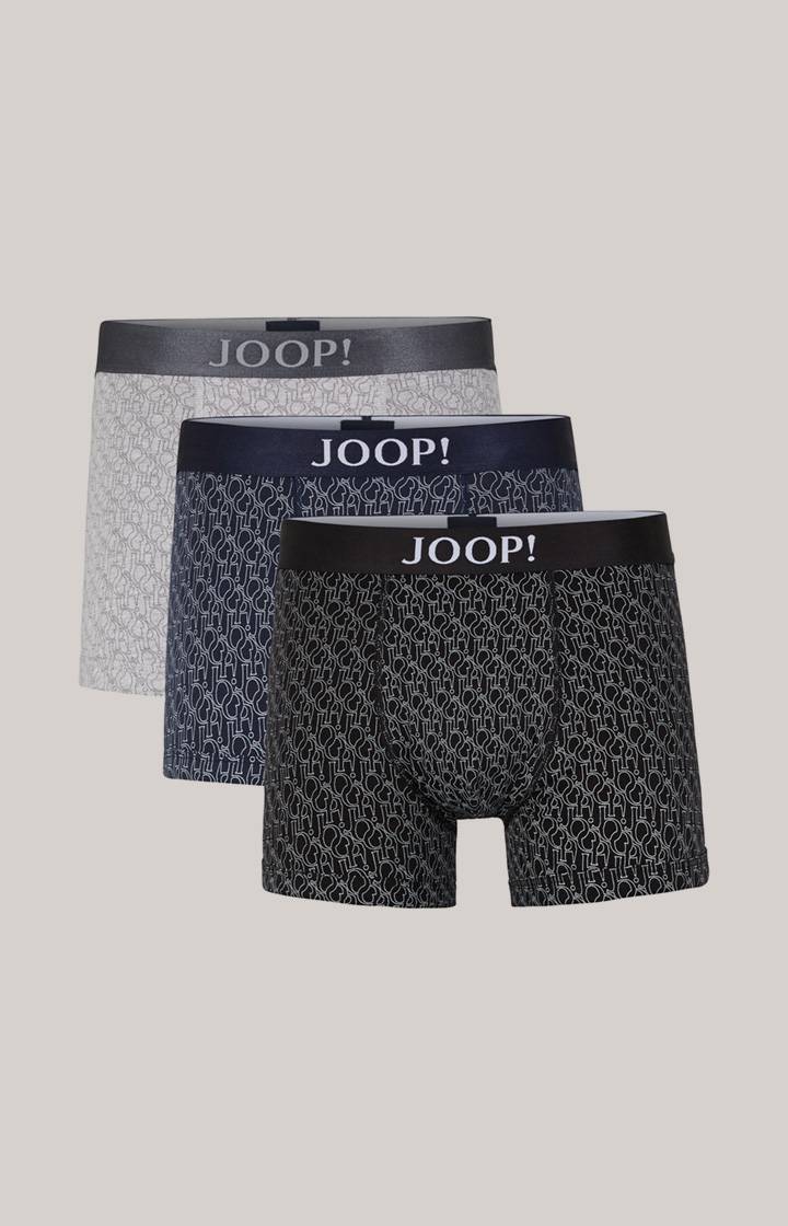 Joop 3er-Pack Fine Cotton Stretch Boxer in Schwarz/Dunkelblau/Grau Preisnachlass