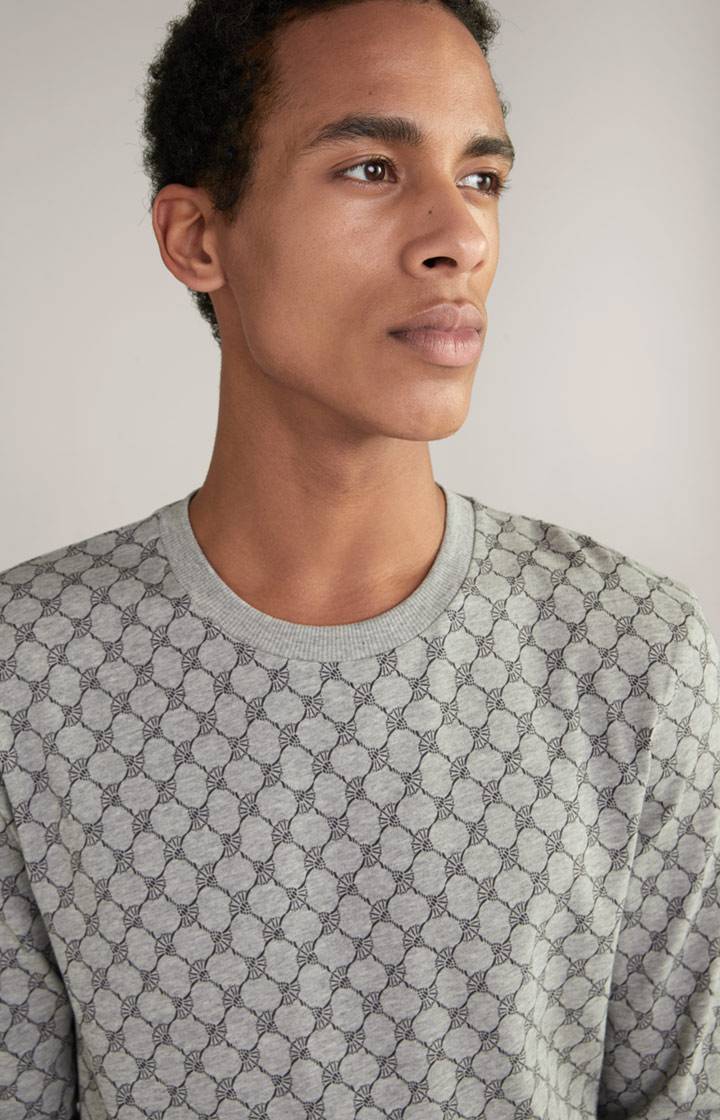 Joop Loungewear Sweatshirt in Hellgrau Melange gemustert Jubiläumsangebot