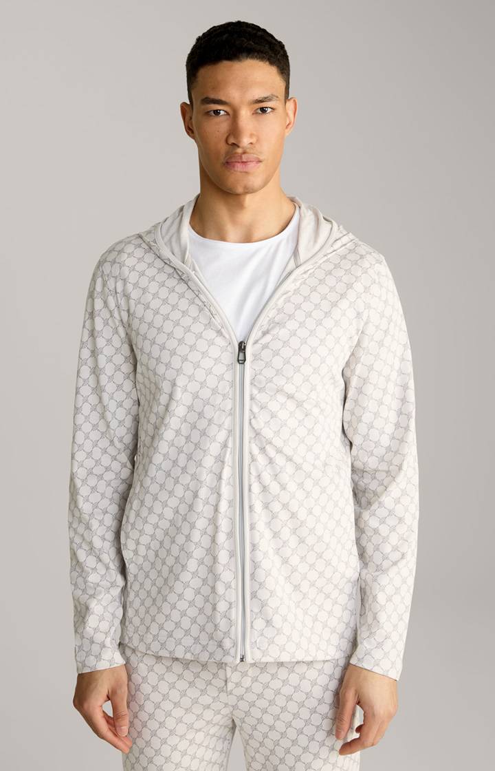 Joop Loungewear Sweatjacke in Offwhite/Grau gemustert Online Outlet
