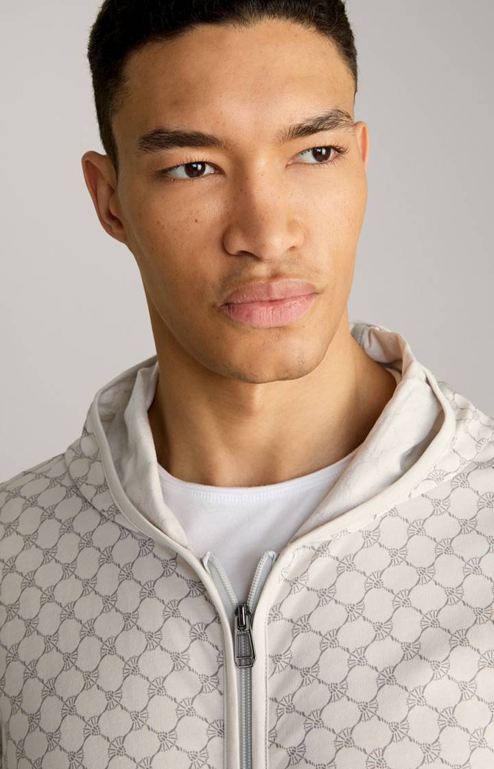 Joop Loungewear Sweatjacke in Offwhite/Grau gemustert Online Outlet