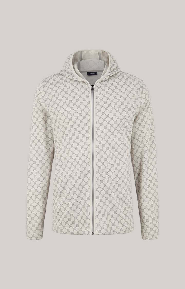 Joop Loungewear Sweatjacke in Offwhite/Grau gemustert Online Outlet