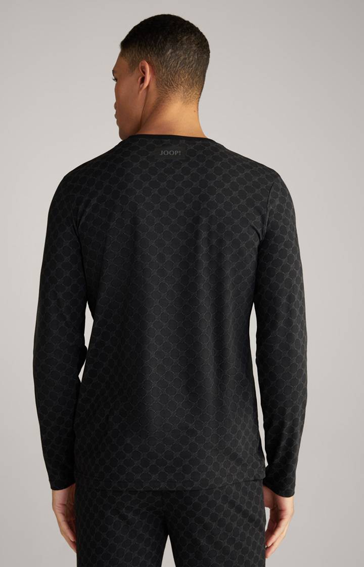 Joop Loungewear Longsleeve in Schwarz gemustert Kostenlose Rückgabe