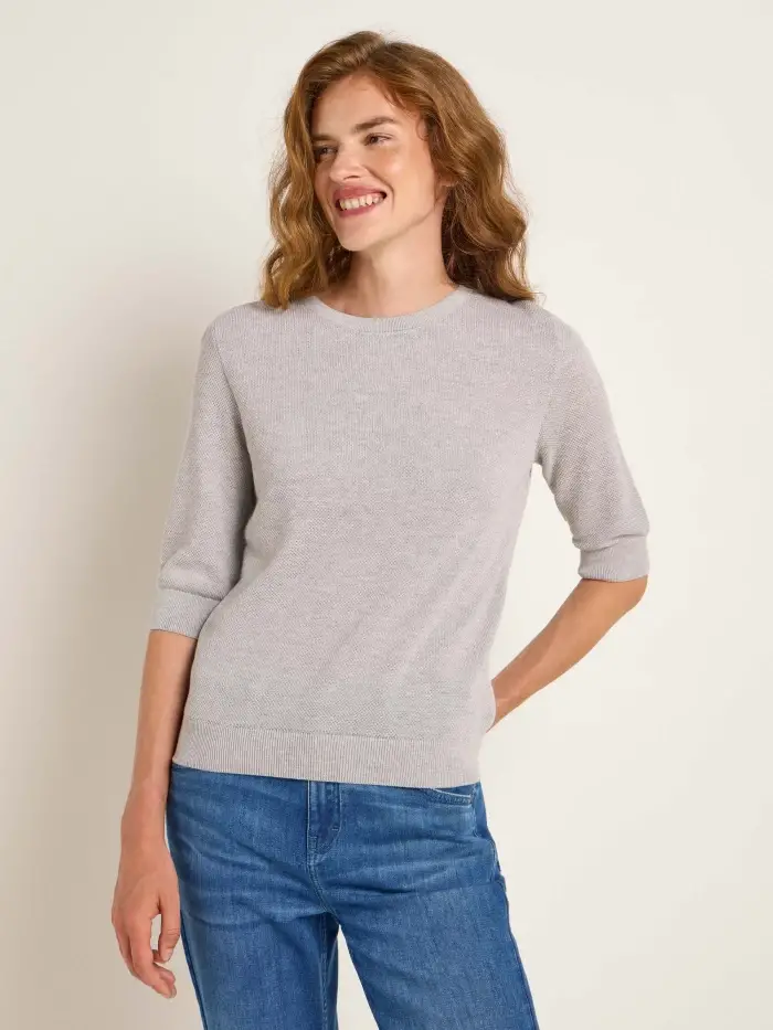 Lanius Struktur-Halbarmpullover (GOTS)