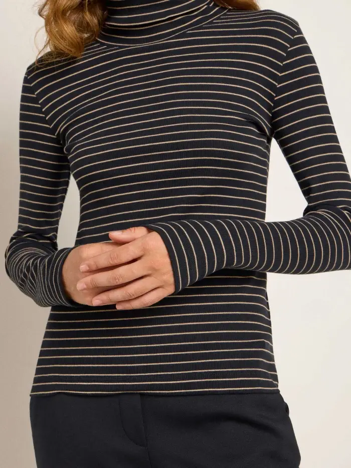 Lanius Streifen-Rollkragenshirt (GOTS) Bis zu 65% Rabatt