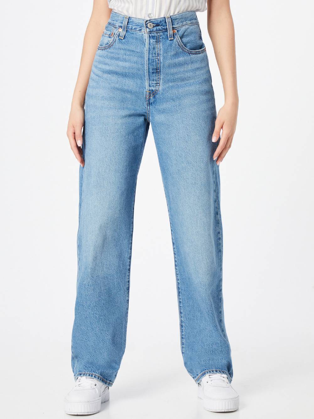 LEVI'S ® Regular Jeans 'Ribcage Straight Ankle Jeans' in Blue Denim Bis zu 65% Rabatt