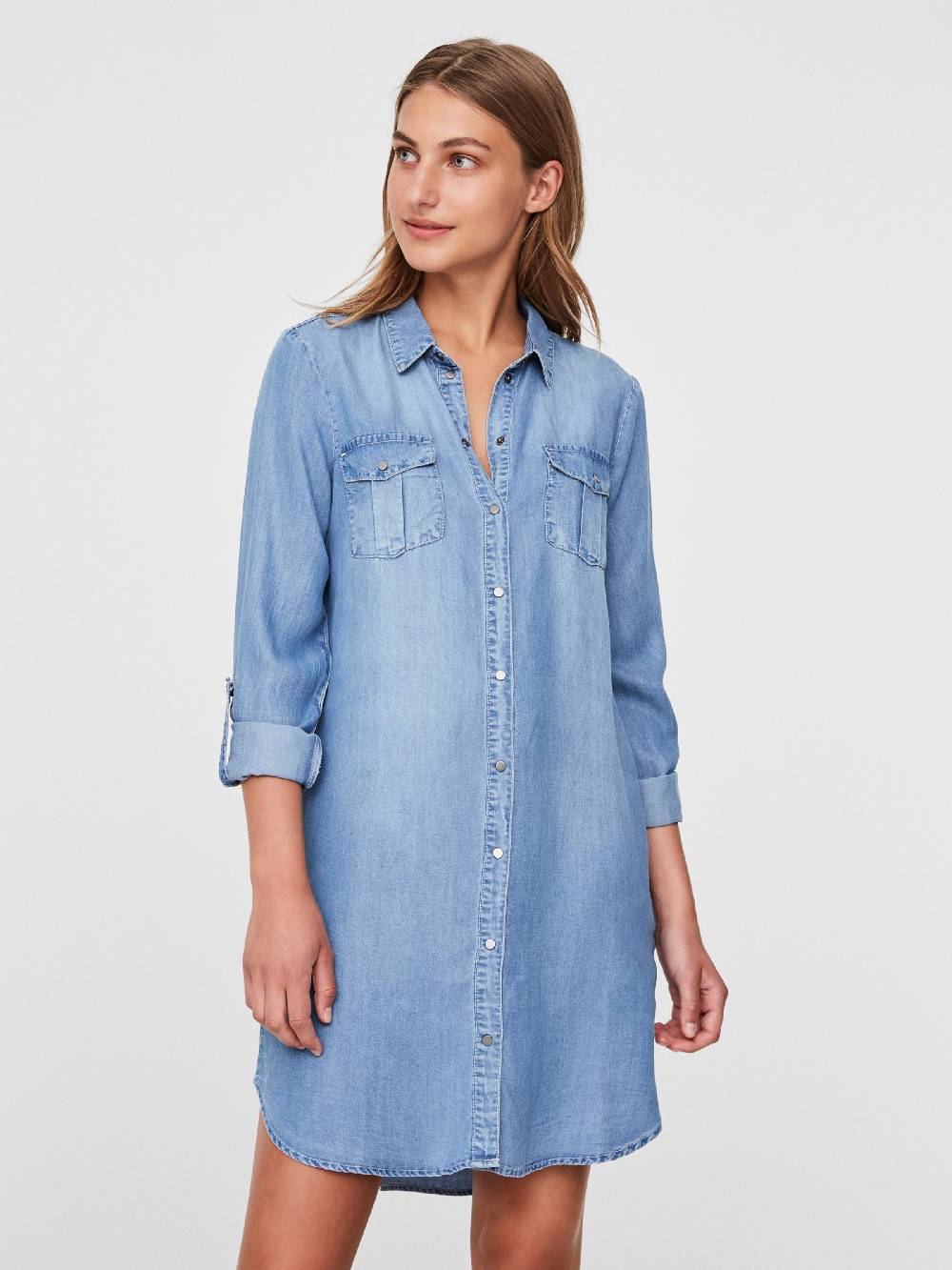 VERO MODA Shirt Dress 'VMSilla' in Blue Denim Auslauf
