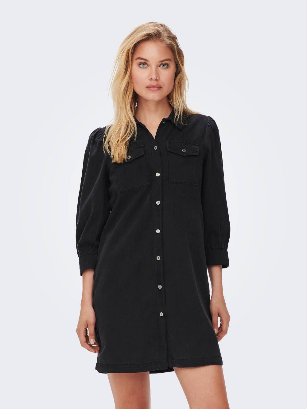 ONLY Shirt Dress 'ONLFELICA' in Black Denim Sonderangebot
