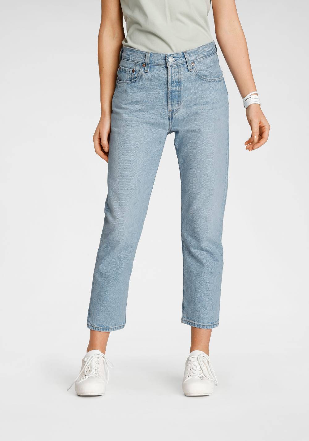 LEVI'S ® Regular Jeans '501 Crop' in Blue Denim Räumungsverkauf