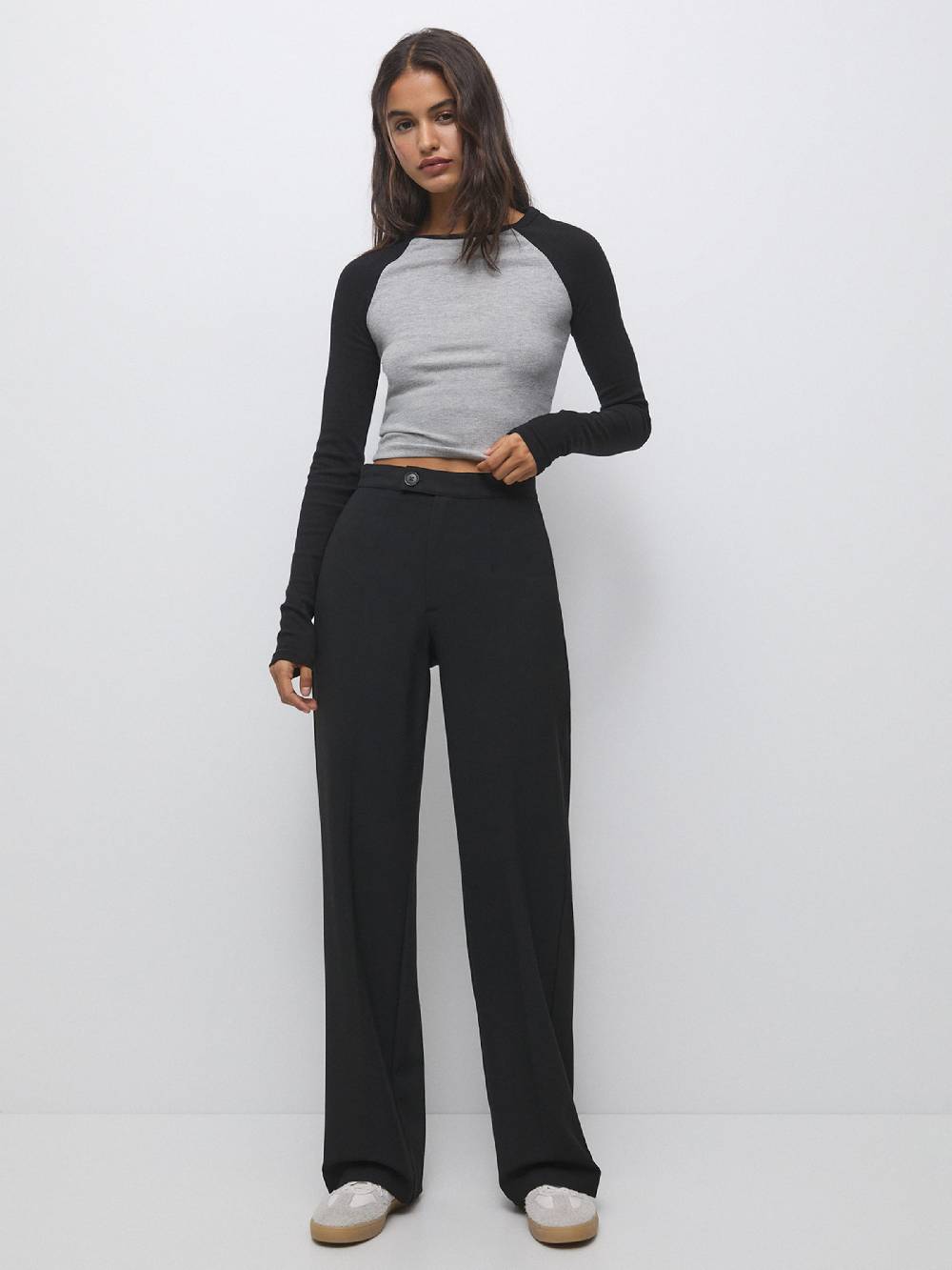 Pull&Bear Wide leg Pants in Black Online