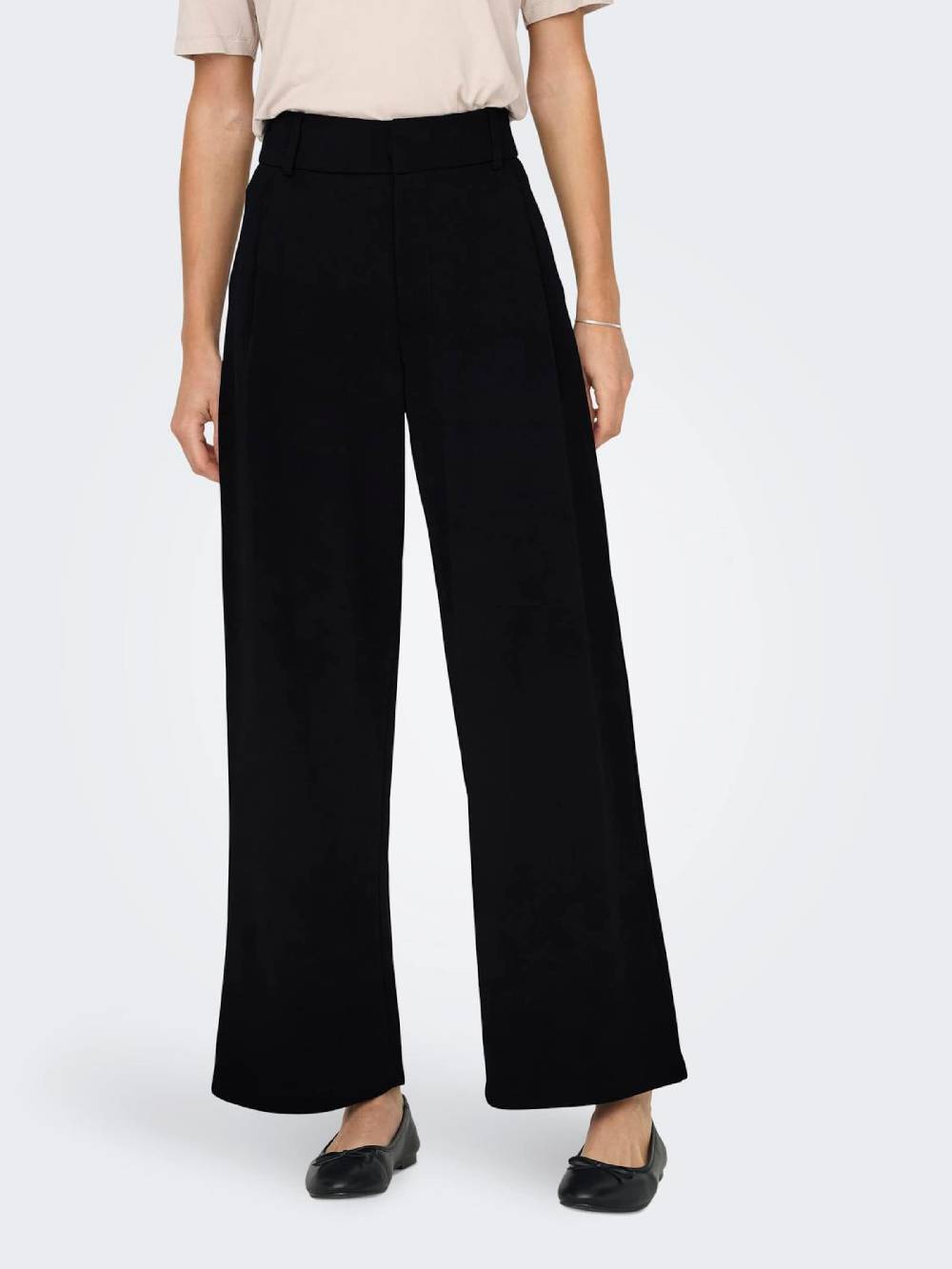 JDY Wide leg Pants 'JDYGeggo' in Black Schlussverkauf