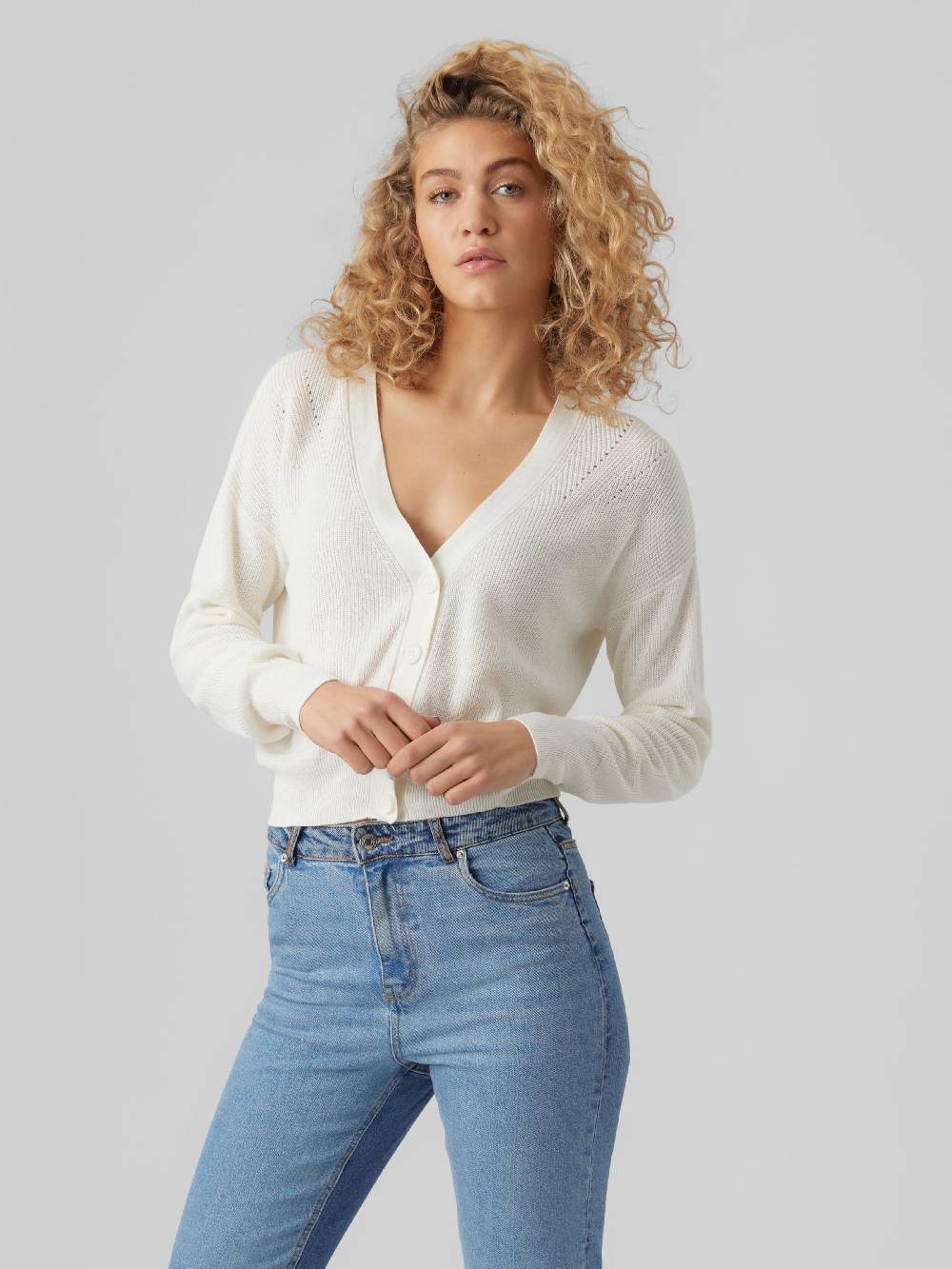 VERO MODA Knit Cardigan 'VMNew Lexsun' in White Muttertagsangebot