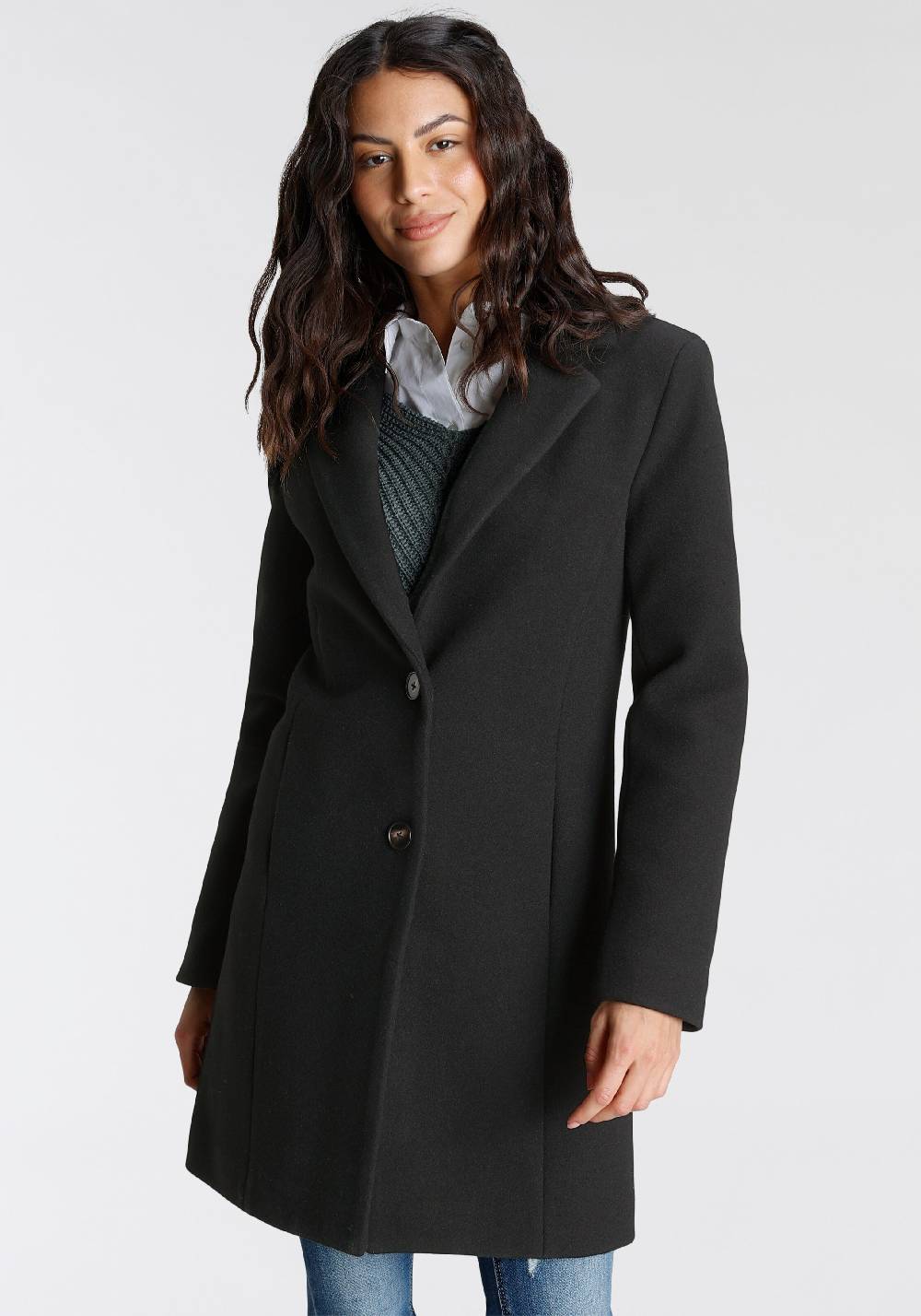 LAURA SCOTT Between-Seasons Coat in Black Verkauf