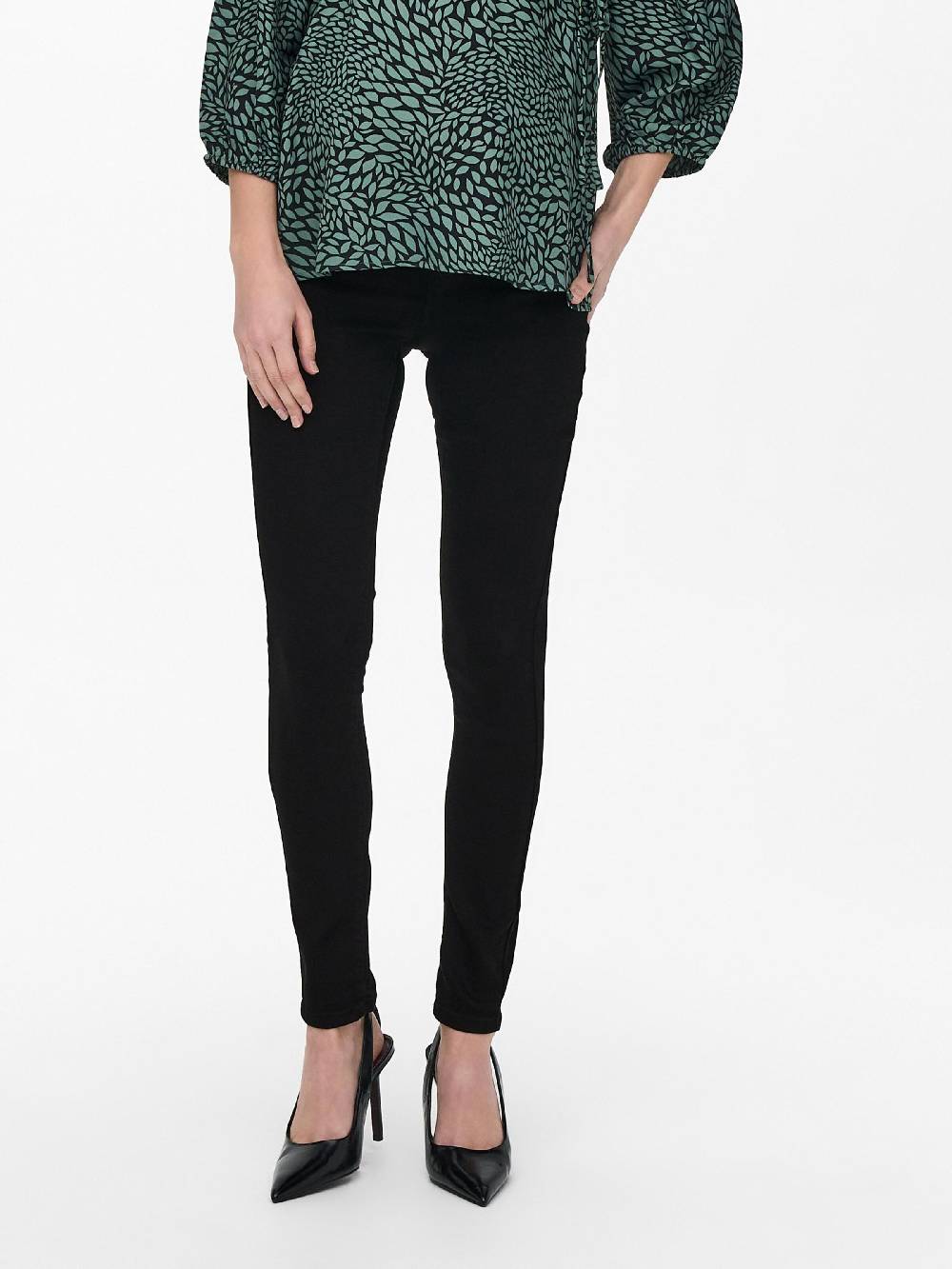 Only Maternity Skinny Jeggings 'OLMRAIN' in Black Denim Neueste Stile