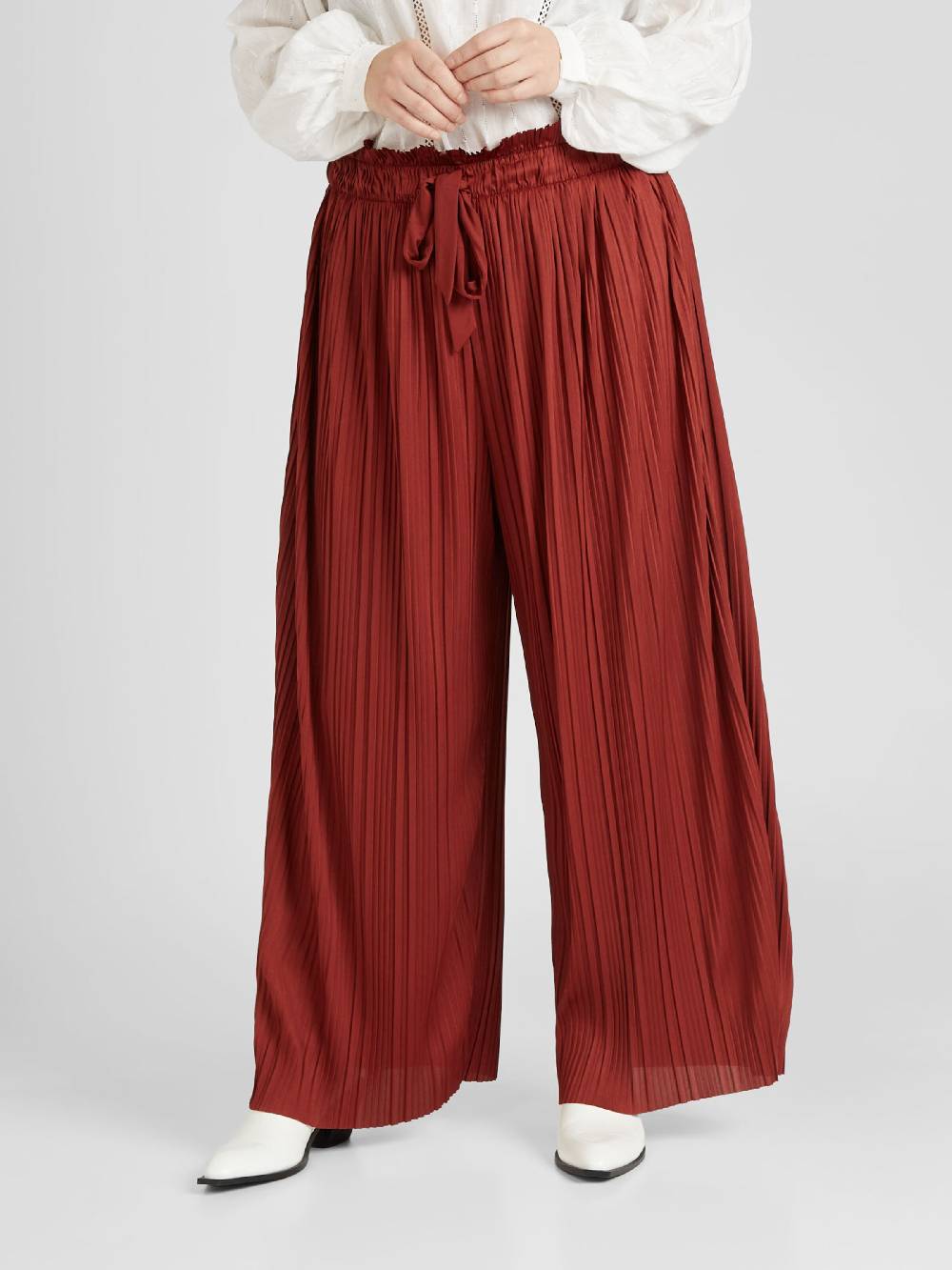 ABOUT YOU Curvy Wide leg Pants 'Elena' in Brown Preisnachlass