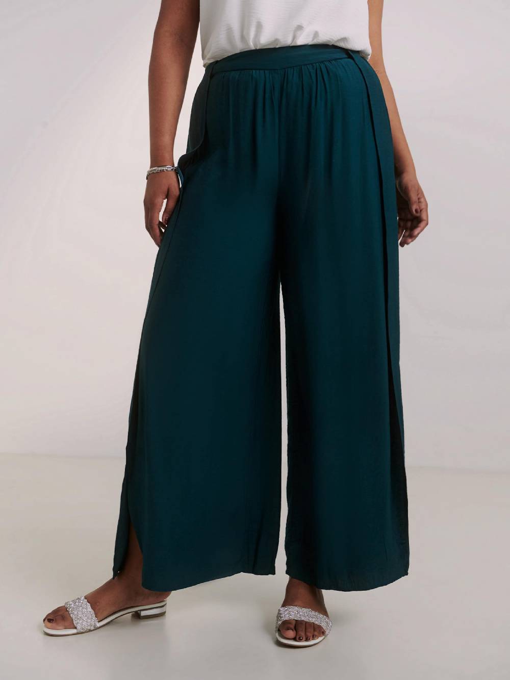 Guido Maria Kretschmer Curvy Wide leg Pants 'Darlin' in Petrol Weihnachtsangebot