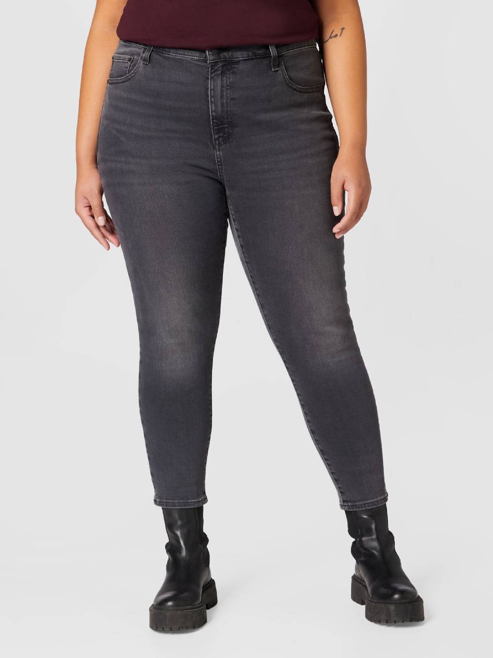 Levi's® Plus Skinny Jeans '721 PL Hi Rise Skinny' in Black Denim Heißer Verkauf