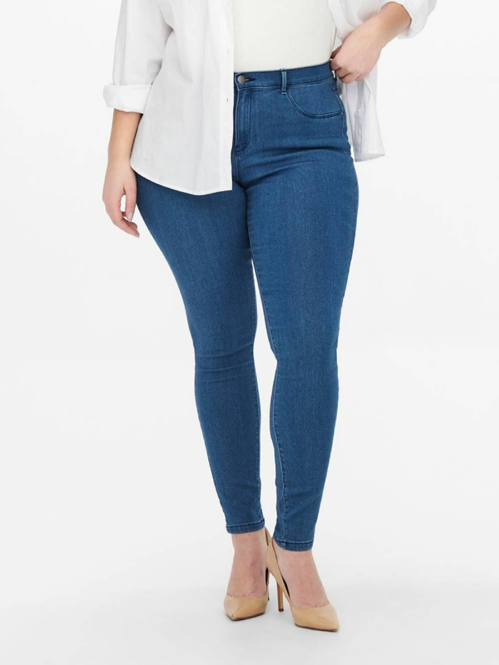 ONLY Carmakoma Skinny Jeans 'Thunder' in Blue Denim Neueste Mode