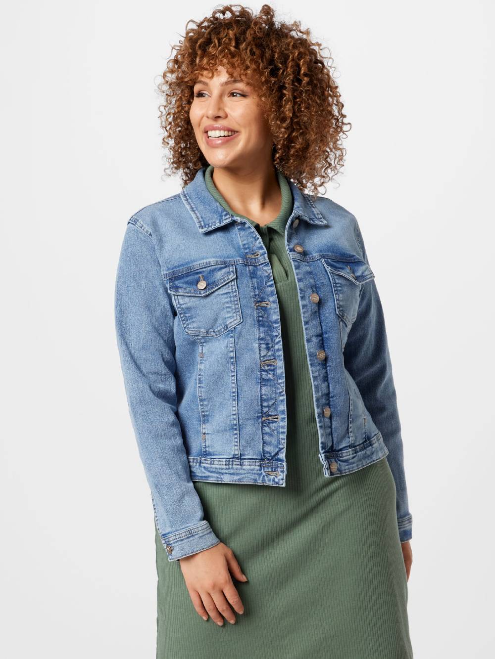 ONLY Carmakoma Between-Season Jacket 'Wespa' in Blue Denim Neuheiten