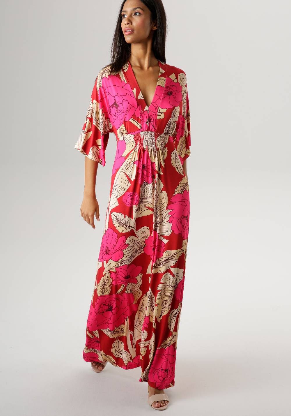 Aniston SELECTED Summer Dress in Dark Red Letzte 2 Tage