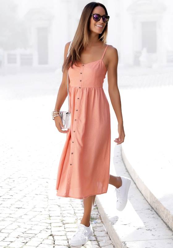 LASCANA Summer Dress in Peach Letzter Tag