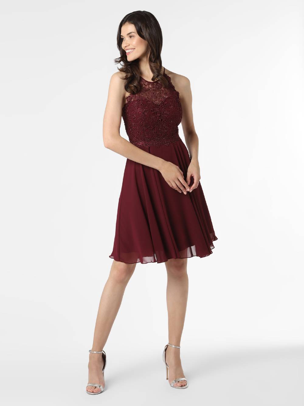 Marie Lund Cocktail Dress in Bordeaux Auslauf