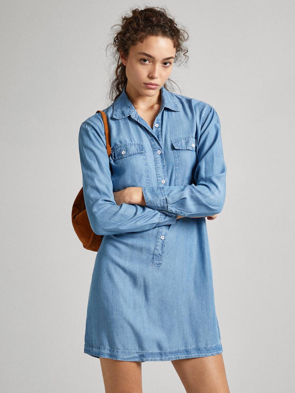 Pepe Jeans Shirt Dress 'ERINE' in Blue Denim Großer Ausverkauf