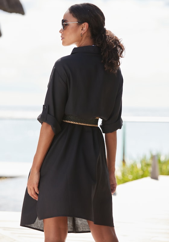 LASCANA Shirt Dress in Black Begrenztes Angebot