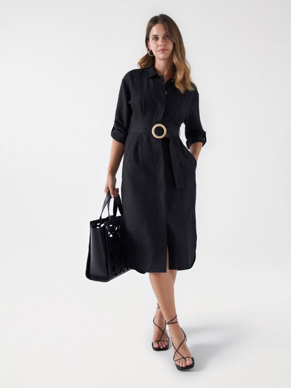 Salsa Jeans Shirt Dress in Black Saisonschlussverkauf