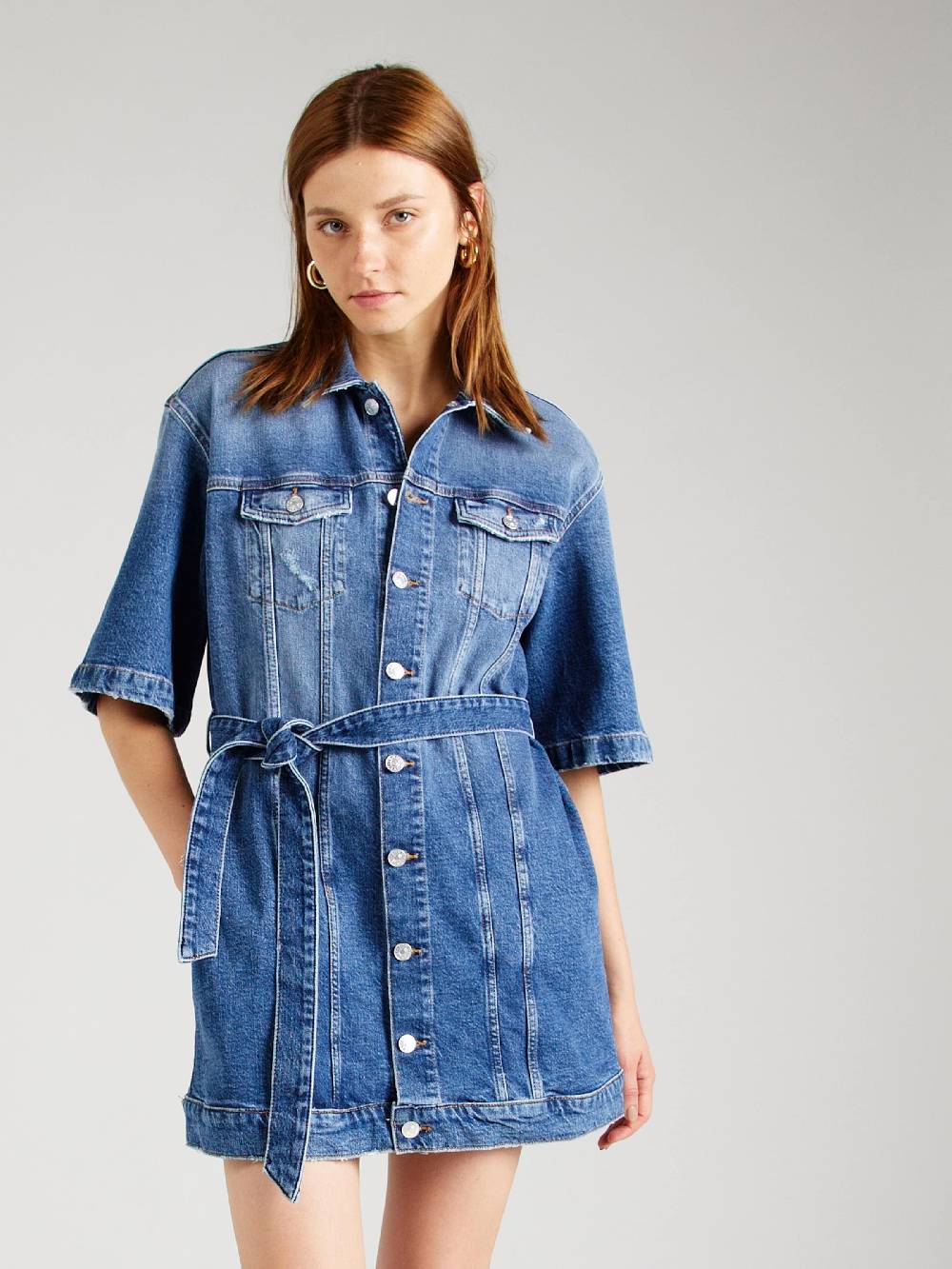 Tommy Jeans Shirt Dress in Blue Denim 50% Rabatt mit kostenlosem Versand