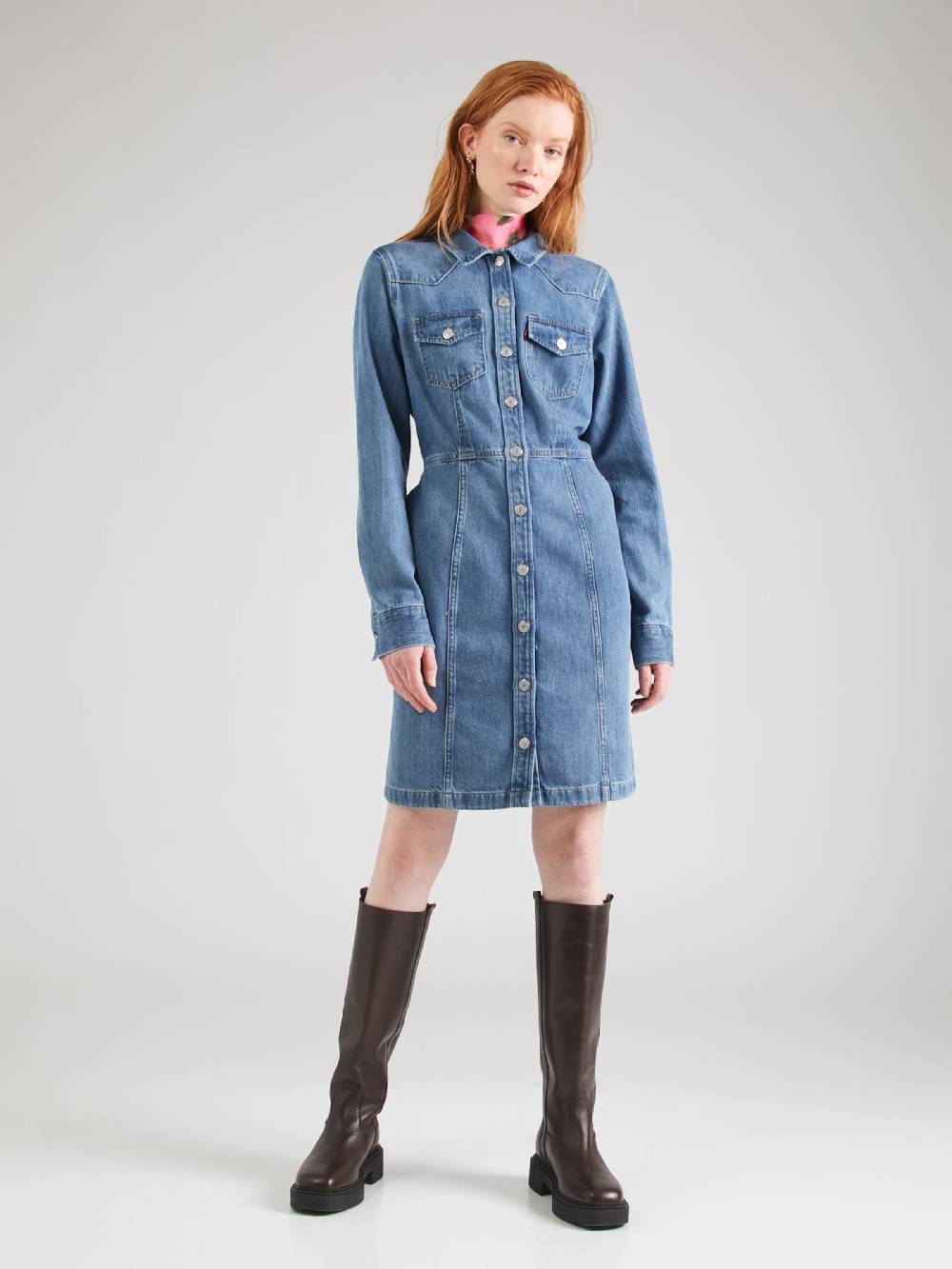 LEVI'S ® Shirt Dress 'Flynn Western' in Blue Denim Auslauf
