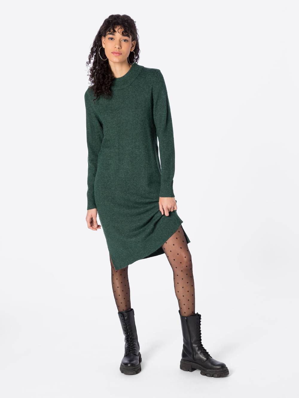 VILA Knitted dress 'VIRil' in Emerald Bestseller