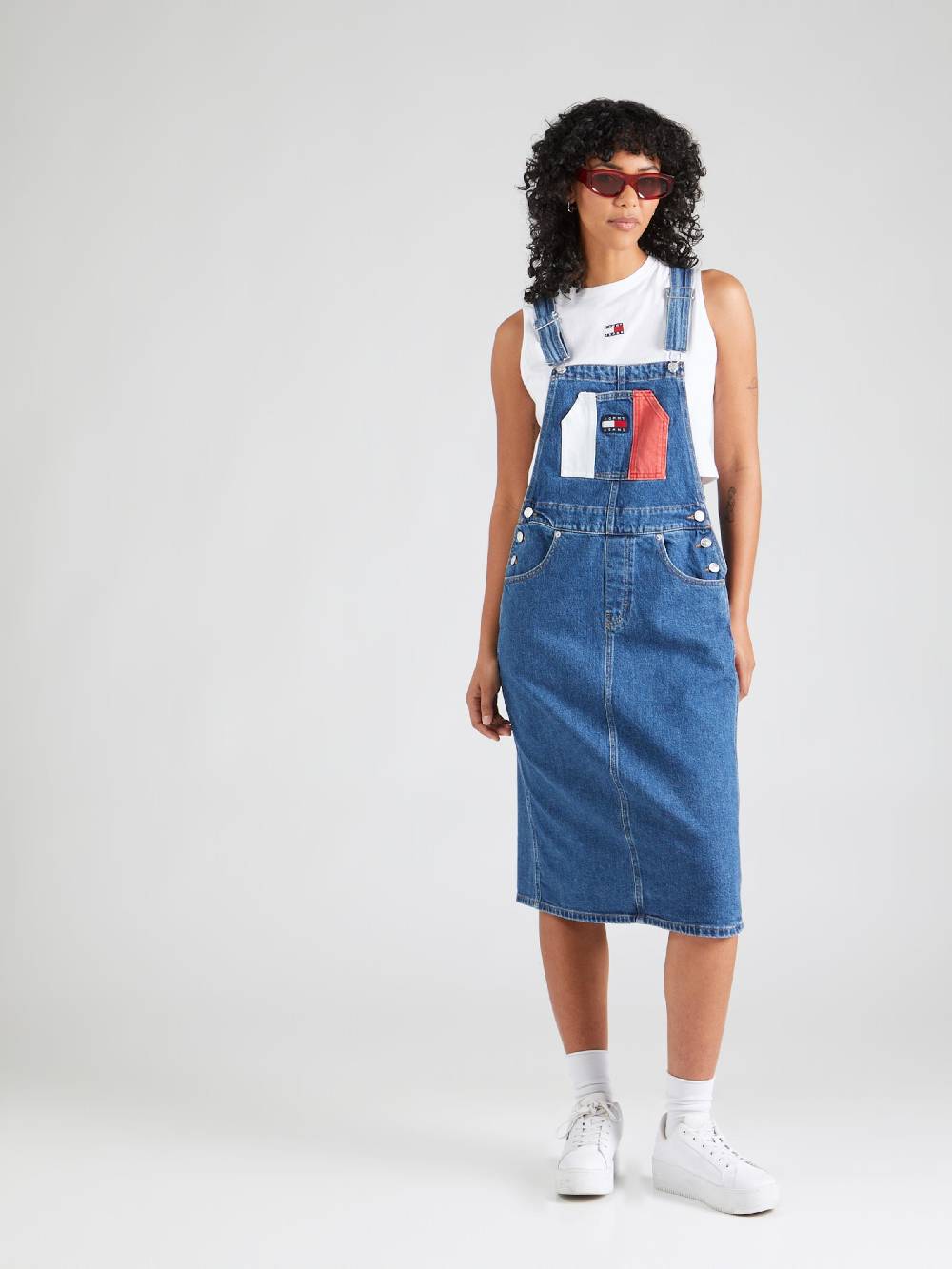 Tommy Jeans Overall Skirt in Blue Denim Letzte 2 Tage