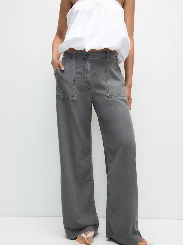 Pull&Bear Wide leg Pants in Dark Grey Outlet