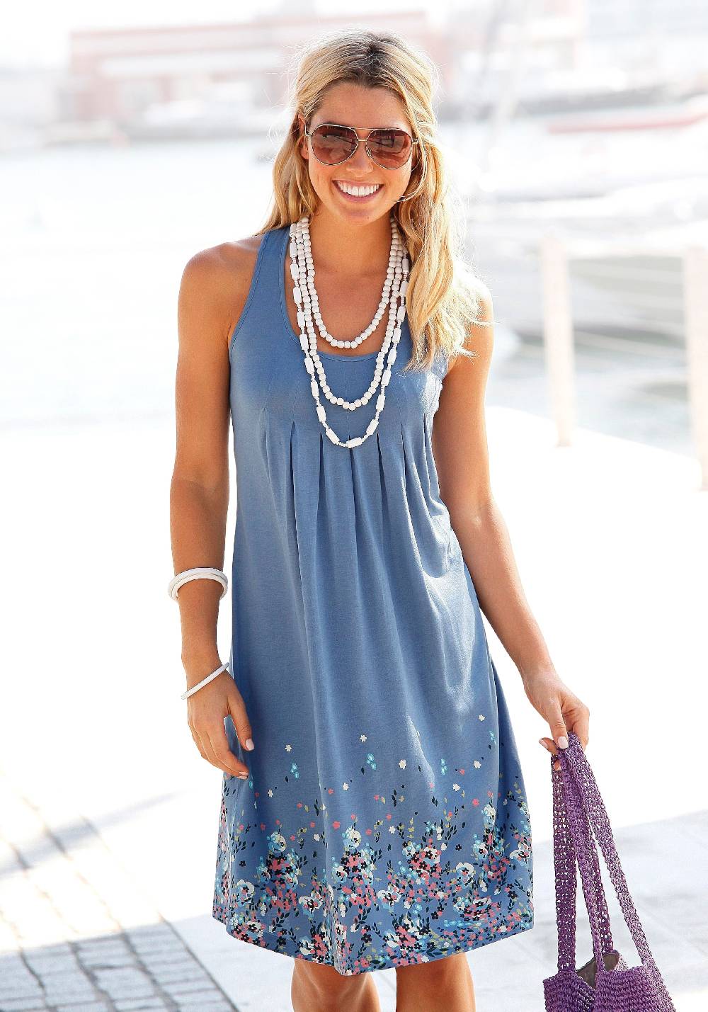 BEACH TIME Beach Dress in Aqua, Dusty Blue Black Friday