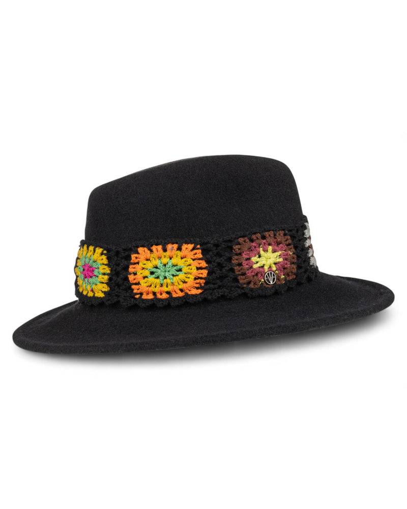 Loevenich Damen Woll-Fedora - Schwarz Nur noch ein Tag übrig