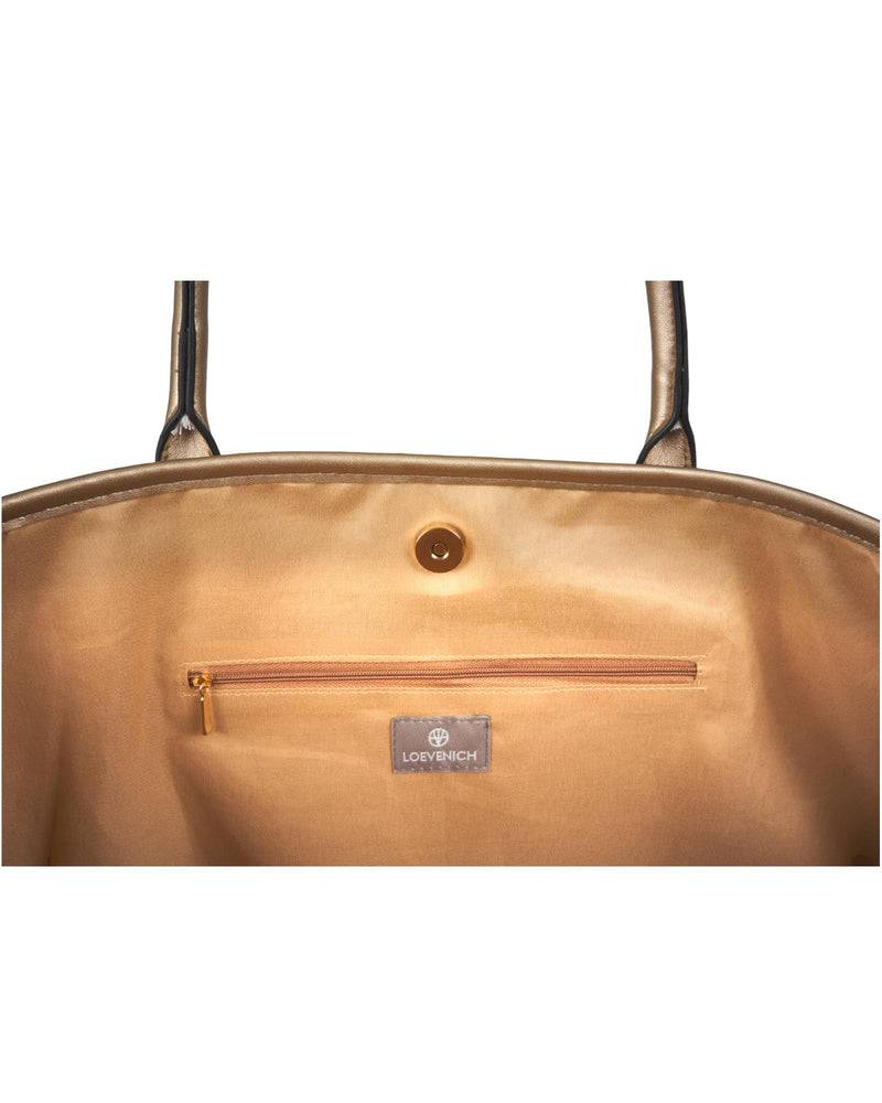 Loevenich Set: gehäkelter Strohhut plus Tasche-Gold Speichern exportieren