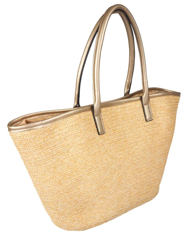 Loevenich Set: gehäkelter Strohhut plus Tasche-Gold Speichern exportieren