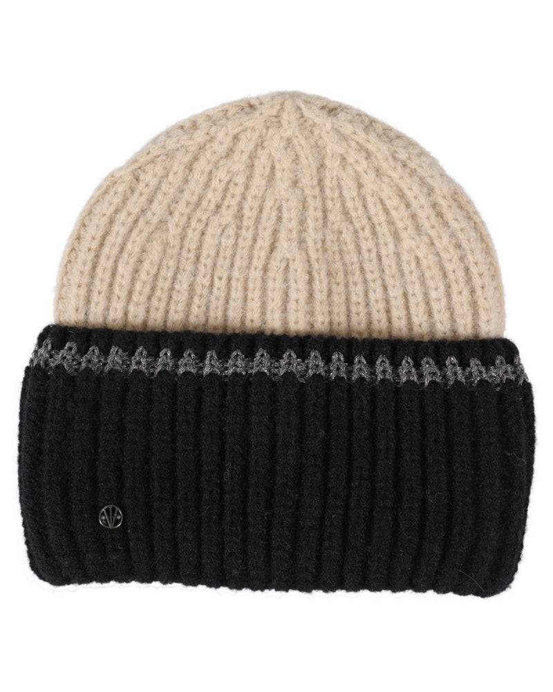 Loevenich SET Strickmütze + Schal - Beige-Schwarz Im Verkauf