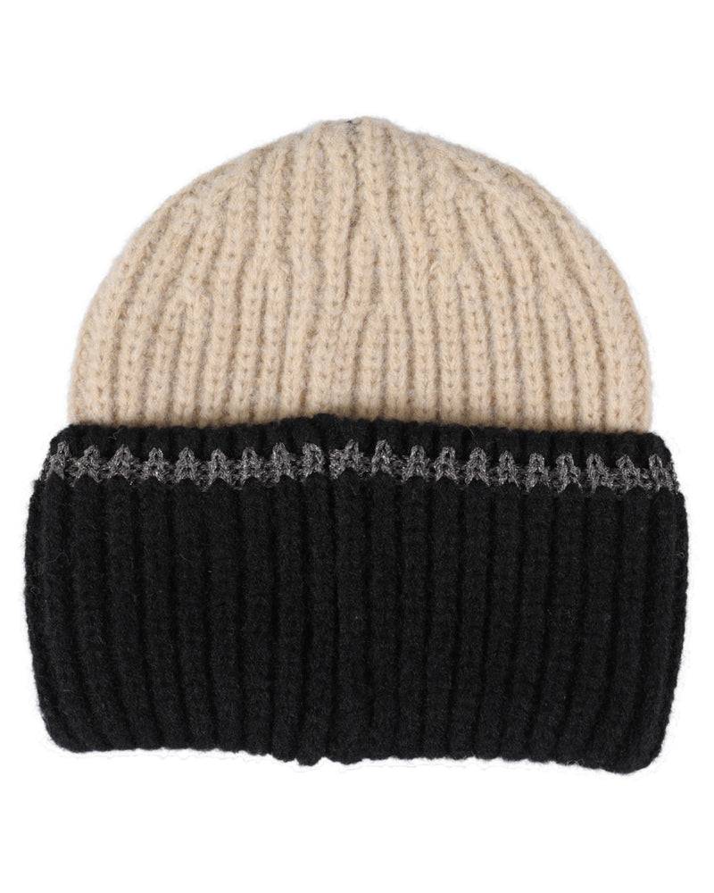 Loevenich SET Strickmütze + Schal - Beige-Schwarz Im Verkauf