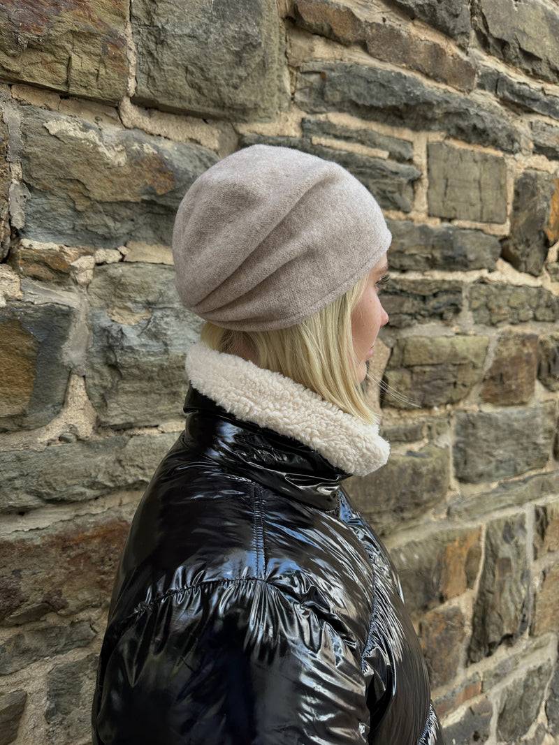 Loevenich Woll-Beanie, hinten gerafft in Beige melange Günstiger Verkauf